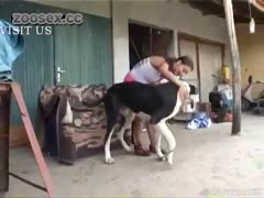 Female zoophile is having sex with dog
